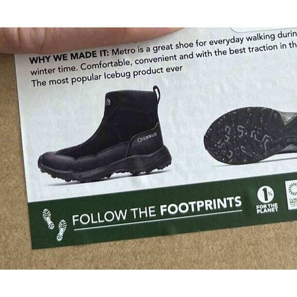 New ICEBUG Metro2 BUGrip Snow Boots Black Men Sz 10 Warm Traction Studs Comfort main image 14